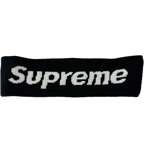 Supreme x New Era Headband Spell Out Big Logo Black White OSFM FW18 - Picture 1 of 4